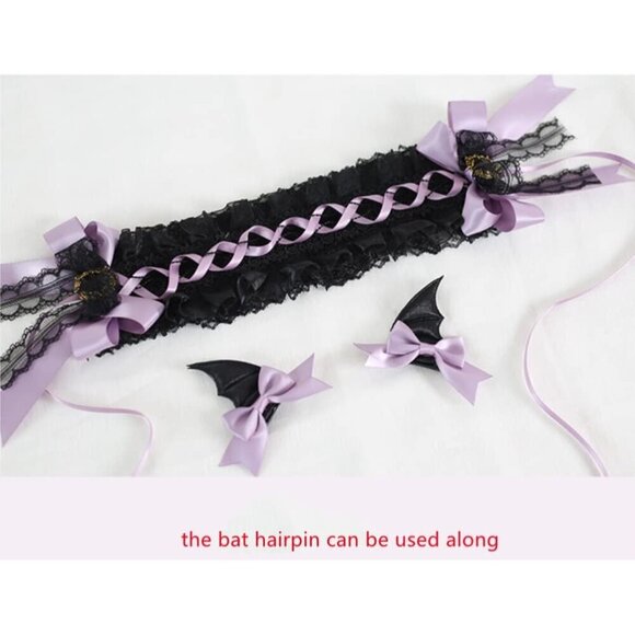 Gothic Lolita Devil Horns Headband Lace Furry Costume Accessory Halloween main image 5